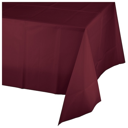 Burgundy Red Plastic Tablecloth, 108x54, 12PK